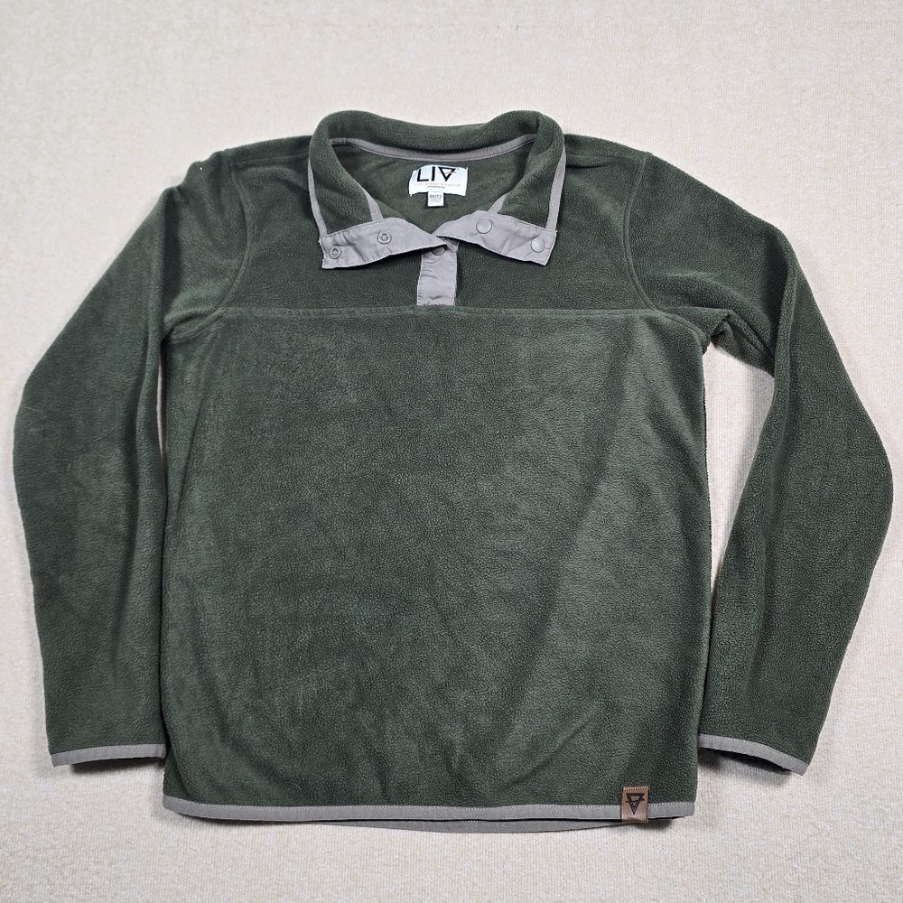 LIV Outdoor Green Fleece Pullover Snap Neck Youth Size 10/12